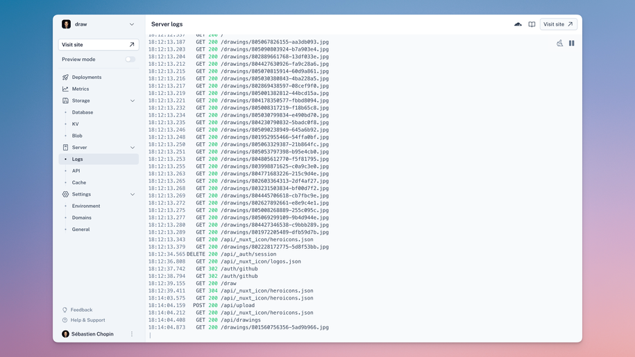 NuxtHub Admin Logs